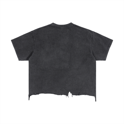 "DEMGWAN" Boxy Distressed Hem T-Shirt